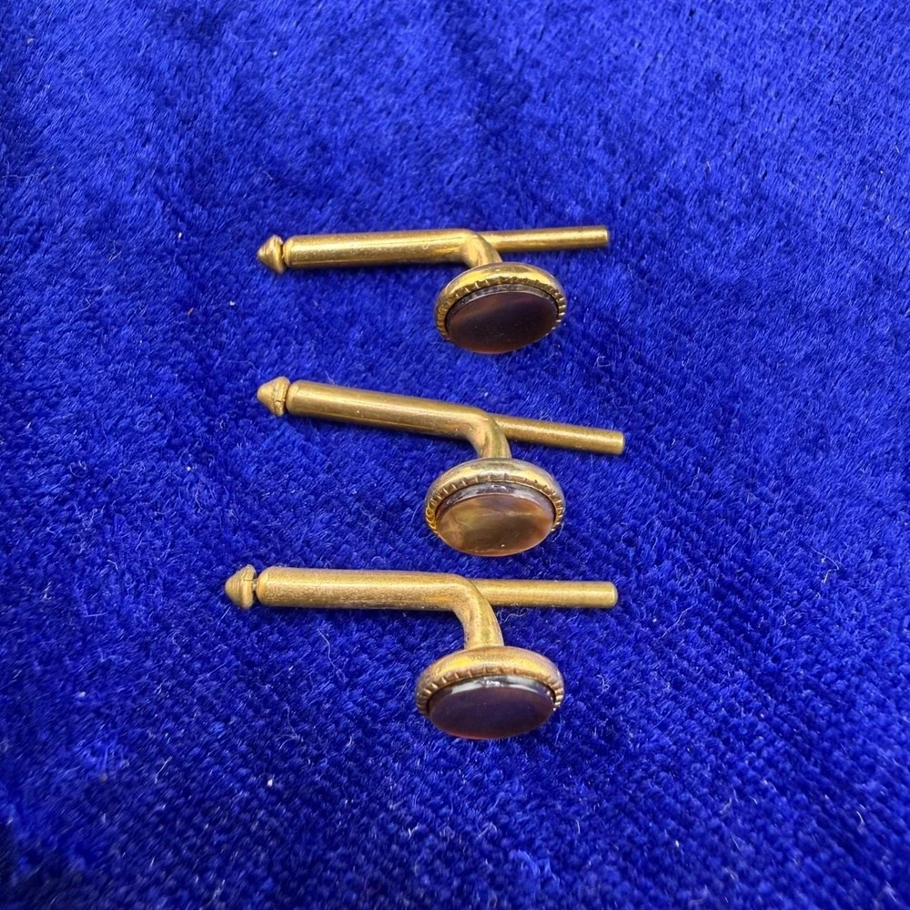 Vintage Cufflinks Abalone Gold Tone